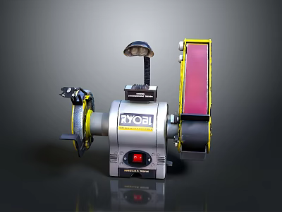 RYOBI Electric Bench Grinder With Grinding Wheel Sanding Belt Work Light And On Off Switch 3d model