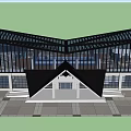 Modern Museum Building With Unique Geometric Roof Design And Glass Facade