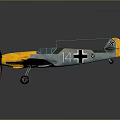 WWII German Fighter Model With Yellow Green Gray Color Cross Markings Propeller And Landing Gear