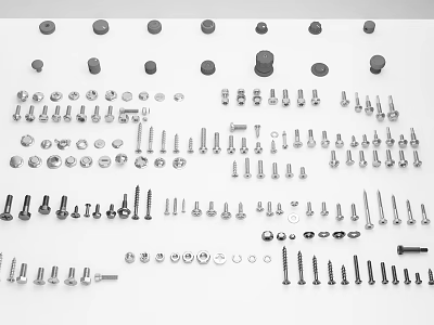 Hardware Tools Assortment With Various Screws Bolts Nuts Washers And Fasteners 3d model