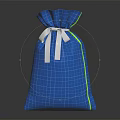 Blue Grid Pattern Storage Bag with Yellow Trim and White Ribbon Bow for Everyday Use
