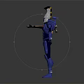 Blue Robot Action Figure With Blue Armor Holding Gun In Standing Pose