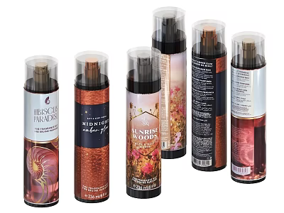 Elegant Assorted Perfume Cosmetics Bottles With Decorative Labels And Vibrant Designs 3d model