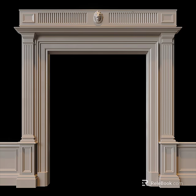White Decorative Door Frame With Fluted Columns And Classic Molding 3d model 