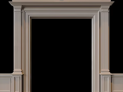 White Decorative Door Frame With Fluted Columns And Classic Molding 3d model