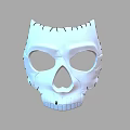 White Skull Mask With Stitched Edges Hollow Eye Sockets And Detailed Jaw Teeth