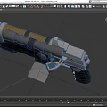 Futuristic Sci Fi Weapon with Scope Magazine Glowing Blue Light and Mechanical Structure
