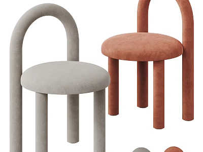 Modern Leisure Chair With Curved Backrest Gray And Brown Upholstered Seat Design 3d model