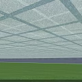 Traditional Style Yellow Roof School Building with Multi Story Structure Large Windows Lawn and Track