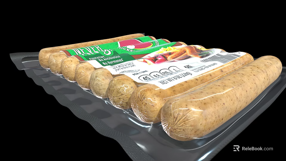 Fresh Pork Sausages in Sealed Packaging with Premium Meat Quality and Natural Flavors 3d model 