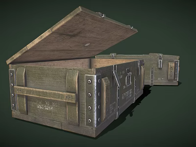 Vintage Wooden Storage Box With Open Lid For Home Living Supplies Organizing 3d model