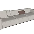 Modern Light Gray Fabric Sectional Sofa With Brown And Gray Cushions 3d model