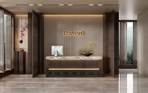 New Chinese Front Desk Office Front Desk 3d model