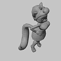 Animated Game Character White Fur Pink Ears Red Bow Heart Pattern Dress Belt And Sandals