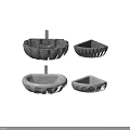 Concrete Washbasins With Scalloped Edges Round And Triangular Shapes With Faucets