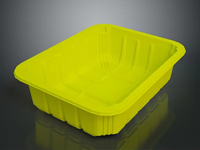 Yellow Plastic Rectangular Storage Container For Home Organizing Purposes 3d model