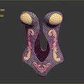 Ornate Silver Armor Component Featuring Gold Accents And Woven Textured Design