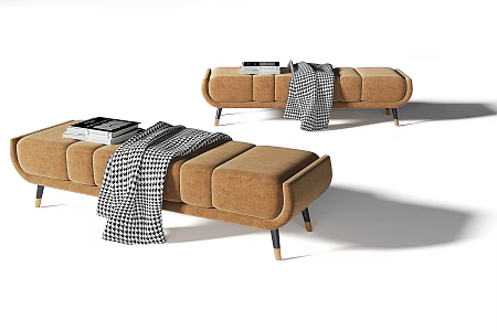 Modern bed end stool 3d model