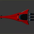 Red 3D Rocket Model With Blue Cockpit Multiple Engines And Sleek Design 3d model