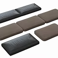 Black And Brown Rectangular Seat Cushions With Leather And Fabric Textures 3d model