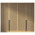 Elegant Modern Wardrobe Interior With Wooden Frame Perforated Doors And Open Storage Shelves