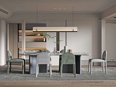 Quiet Restaurant Dining Table and Chair Combination model