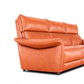 Orange Leather Multi Person Sofa With Modern Design Armrests And Comfortable Seating 3d model
