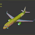 Green and Yellow Airplane Model Featuring Detailed Exterior and Smooth Shiny Finish