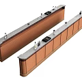 Long Brown Bar Counter With Gray Countertop And Small Bar Tools