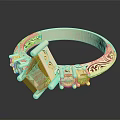 Elegant Gold Ring With Intricate Engraved Design Yellow Square Gemstone And Small Colored Accent Stones