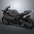 Modern Dark Colored Motorcycle With Sleek Sporty Body And Black Tires