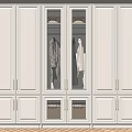 White Modern Wardrobe With Glass Door Hanging Clothes And Folded Garments Storage