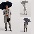 People with umbrellas in winter dress appropriately 3d model