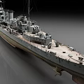Historical Warship With Turrets Bridge Deck Equipment And Metal Details