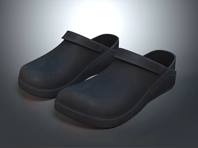 Black Casual Slippers With Adjustable Strap And Non Slip Sole For Everyday Home Wear 3d model