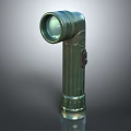 Vintage Green Metal Flashlight With Textured Body And Round Head