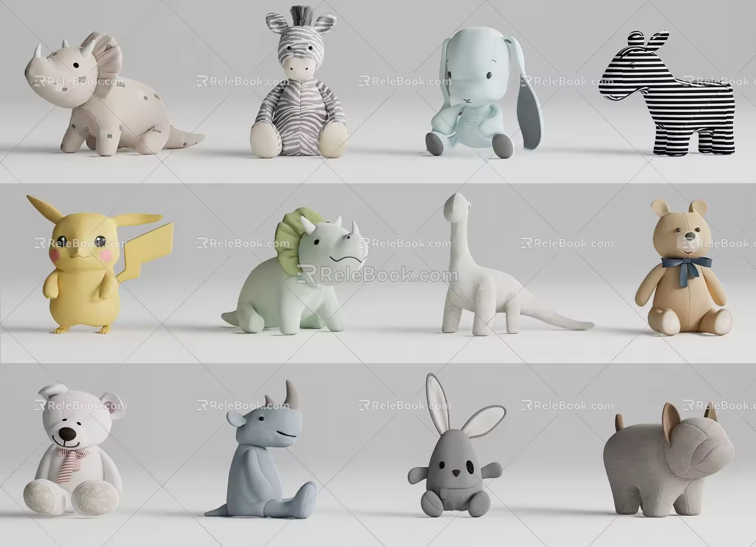 Plush toy ornaments combination 3d model