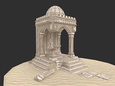 Ancient Stone Architecture With Dome Arches Intricate Carvings And Steps 3d model