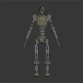 Detailed Metallic Humanoid Robot Standing With Full Body In Dark Background