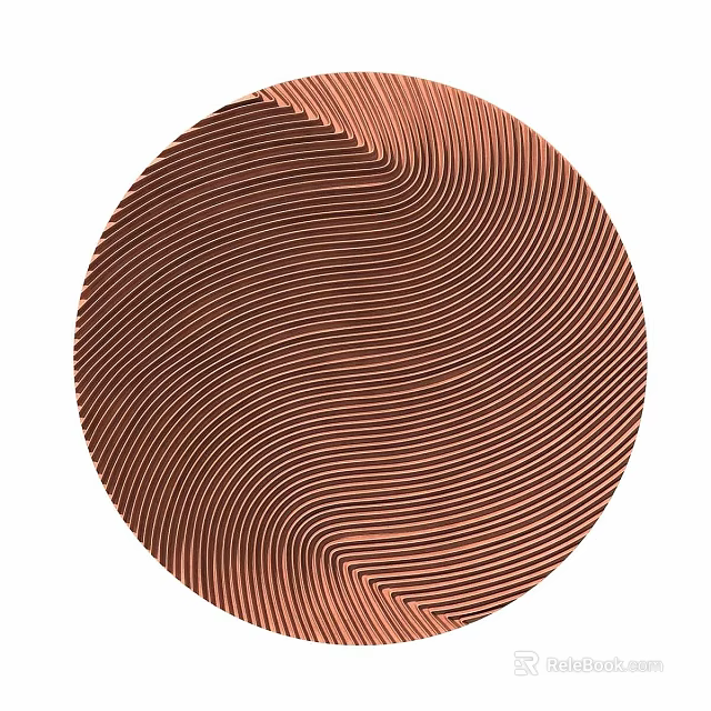 Modern Geometric Round Wall Decor With Wavy Striped Copper Texture 3d model 