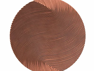 Modern Geometric Round Wall Decor With Wavy Striped Copper Texture 3d model