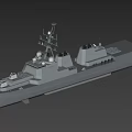 Modern Warship With Advanced Radar Systems And Turret Structures On Deck 3d model