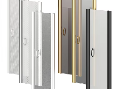 Modern Hinged Doors With Glass Panels In White Gold And Black Finishes 3d model