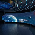 Futuristic Space Display With Earth Moon Sun And Starry Sky Visualization 3d model