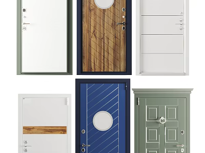 Various Design Hinged Doors With Different Colors And Styles For Home Interior 3d model
