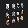 Traditional Chinese Peking Opera Masks Wall Decor With Colorful Facial Patterns