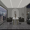 Modern Beauty Hair Salon Interior With Starry Sky Ceiling White Shampoo Stations And Shelves
