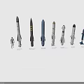 Space Rocket Models Collection Featuring Ariane 5 Falcon 9 Soyuz And GSLV Types 3d model
