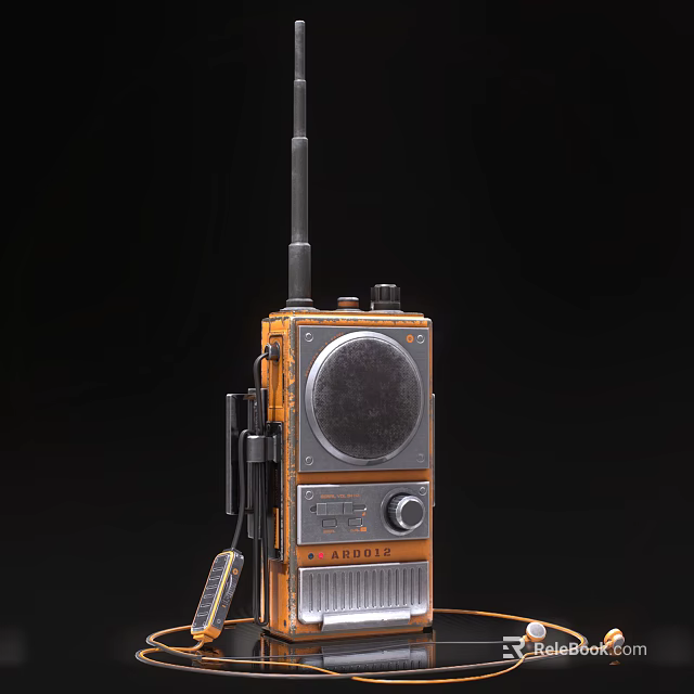 Retro Wireless Doorbell Featuring Orange Silver Body Antenna Round Speaker And Knobs 3d model 