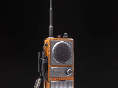 Retro Wireless Doorbell Featuring Orange Silver Body Antenna Round Speaker And Knobs 3d model